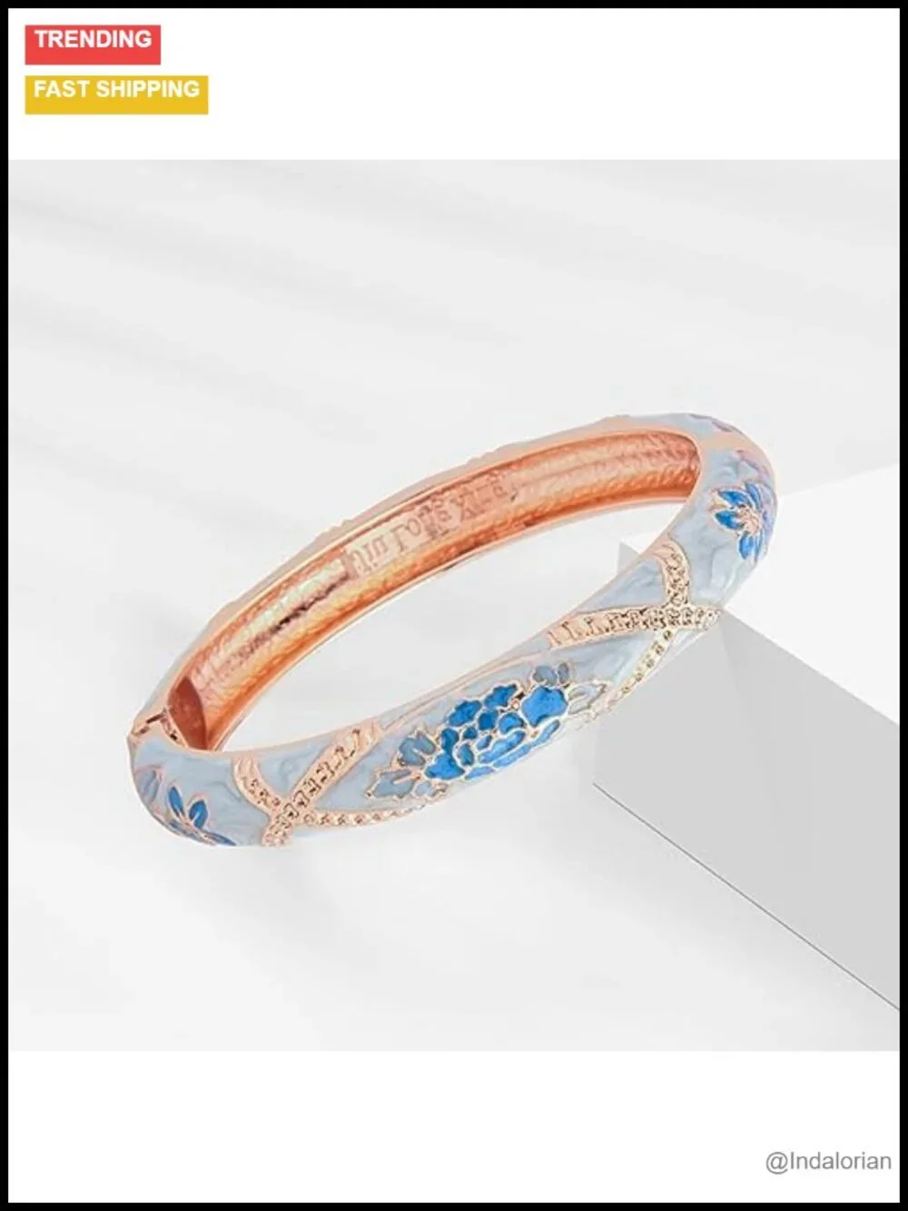 Vintage Cloisonne Hinged Cuff Bangle Set Rhinestone Enameled Bracelets Women